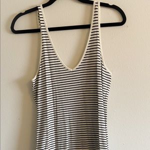 Sleeveless black and white midi dress